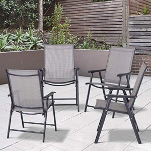 Outsunny Folding Outdoor Patio Chairs Set of 4 Stackable Portable for Deck, Garden, Camping and Travel