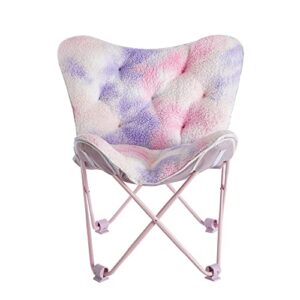 gablok super soft printed butterfly folding chair for bedroom living room (color : pink)