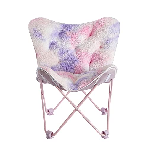 GaBlok Super Soft Printed Butterfly Folding Chair for Bedroom Living Room (Color : Pink)