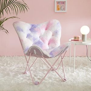 GaBlok Super Soft Printed Butterfly Folding Chair for Bedroom Living Room (Color : Pink)