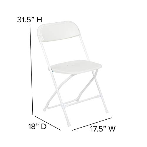 EMMA + OLIVER Set of 10 White Stackable Folding Plastic Chairs - 650 LB Weight Capacity