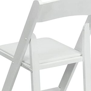 EMMA + OLIVER 2 Pack White Wood Folding Chair with Vinyl Padded Seat