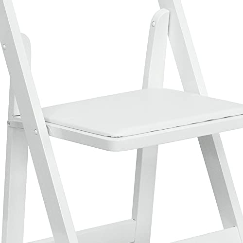 EMMA + OLIVER 2 Pack White Wood Folding Chair with Vinyl Padded Seat