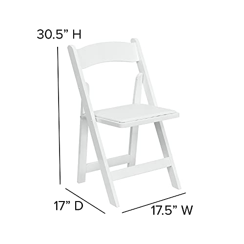 EMMA + OLIVER 2 Pack White Wood Folding Chair with Vinyl Padded Seat