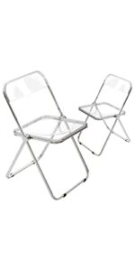 canglong modern acrylic stackable, plastic folding dining room armless home comfortable event chair, clear, set of 2, transparent + foldable legs