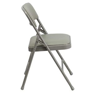 Flash Furniture HERCULES Series Curved Triple Braced & Double Hinged Gray Vinyl Metal Folding Chair