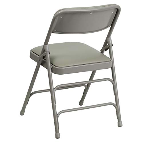 Flash Furniture HERCULES Series Curved Triple Braced & Double Hinged Gray Vinyl Metal Folding Chair