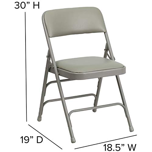 Flash Furniture HERCULES Series Curved Triple Braced & Double Hinged Gray Vinyl Metal Folding Chair