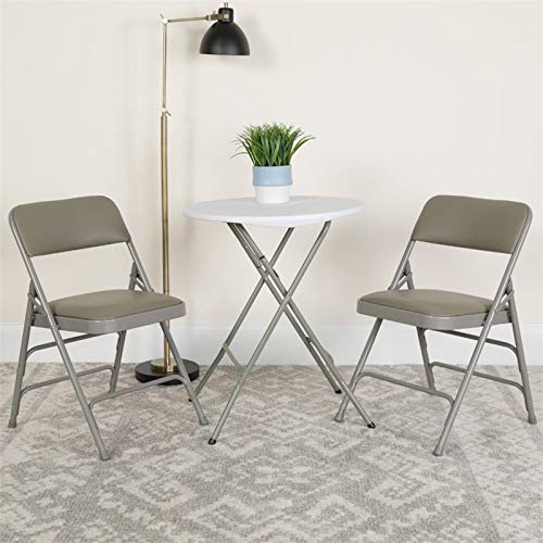 Flash Furniture HERCULES Series Curved Triple Braced & Double Hinged Gray Vinyl Metal Folding Chair