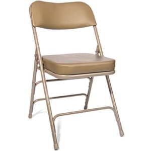 xl series vinyl upholstered folding chair (2 pack) - heavy duty ultra padded 2" thick padded seat and back, triple braced - quad hinging, 300 lb tested (beige)