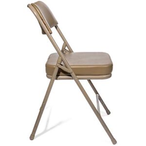 XL Series Vinyl Upholstered Folding Chair (2 Pack) - Heavy Duty Ultra Padded 2" Thick Padded Seat and Back, Triple Braced - Quad Hinging, 300 lb Tested (Beige)