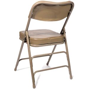 XL Series Vinyl Upholstered Folding Chair (2 Pack) - Heavy Duty Ultra Padded 2" Thick Padded Seat and Back, Triple Braced - Quad Hinging, 300 lb Tested (Beige)