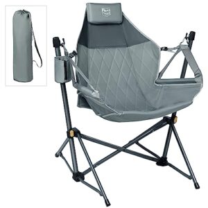 timber ridge hammock camping chair with adjustable backrest, heavy duty folding hammock chair supports 300lbs, portable hammock chair for camping, travelling and patio, grey