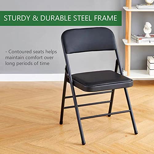 Amazing for less Pack of 2 (Fabric/Vinyl) Steel Frame Metal Foam Padded Folding Chairs (Black, Gray, White) (2-Pack - Vinyl Black)