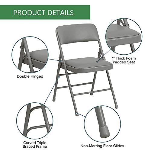 Amazing for less Pack of 2 (Fabric/Vinyl) Steel Frame Metal Foam Padded Folding Chairs (Black, Gray, White) (2-Pack - Vinyl Black)