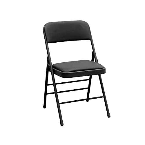 Amazing for less Pack of 2 (Fabric/Vinyl) Steel Frame Metal Foam Padded Folding Chairs (Black, Gray, White) (2-Pack - Vinyl Black)