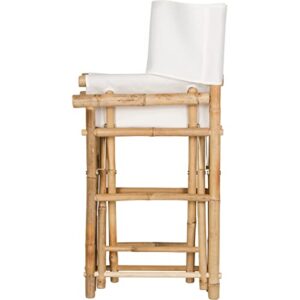 Zew Indoor Outdoor Set of 2 Folding Bamboo Director Chair, 23" L x 18" W x 35" H, Ivory