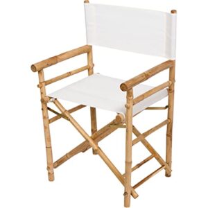 Zew Indoor Outdoor Set of 2 Folding Bamboo Director Chair, 23" L x 18" W x 35" H, Ivory