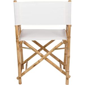 Zew Indoor Outdoor Set of 2 Folding Bamboo Director Chair, 23" L x 18" W x 35" H, Ivory