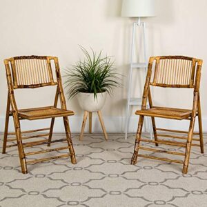 Flash Furniture Bamboo Folding Chairs | Set of 2 Bamboo Wood Folding Chairs