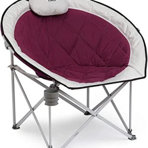 CORE Equipment Folding Oversized Padded Moon Round Saucer Chair (Wine)