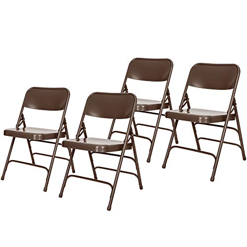 OEF Furnishings Triple Brace Steel Folding Chair, Brown