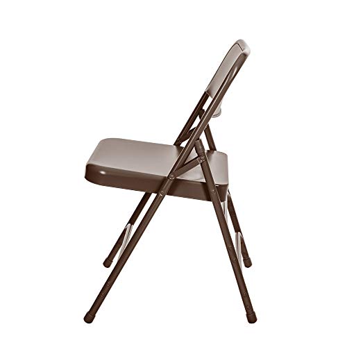 OEF Furnishings Triple Brace Steel Folding Chair, Brown