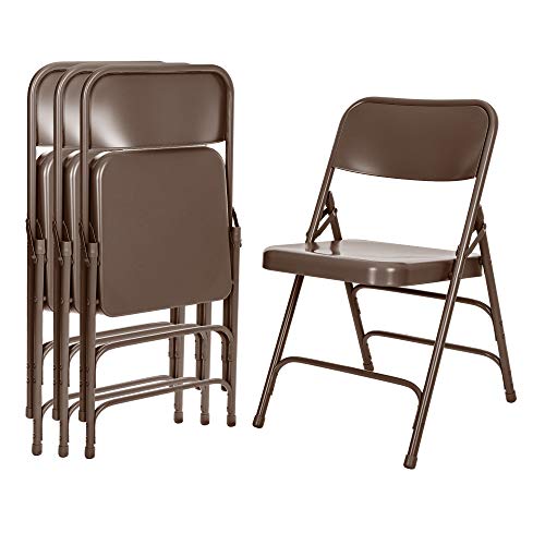 OEF Furnishings Triple Brace Steel Folding Chair, Brown