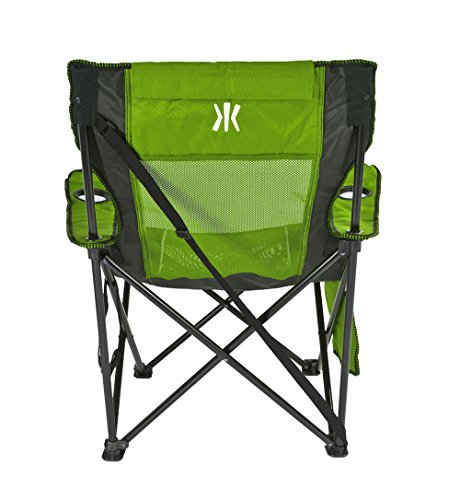 Kijaro Sling Folding Camping Chair - Enjoy the Outdoors in this Outdoor Chair with a Built-in Cup Holders and Side Organizer - Includes a Detachable Pillow - Ireland Green