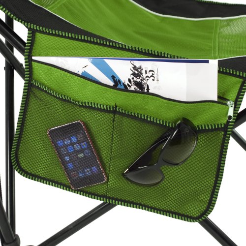 Kijaro Sling Folding Camping Chair - Enjoy the Outdoors in this Outdoor Chair with a Built-in Cup Holders and Side Organizer - Includes a Detachable Pillow - Ireland Green