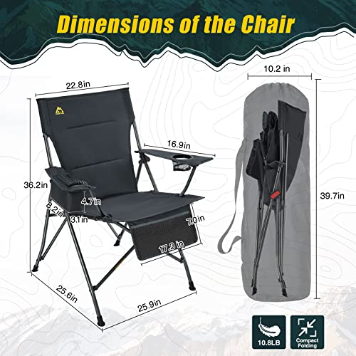 KINGS TREK Camping Chair Heated Foldable, Lightweight for Adult with Cooler, USB Heating Chair for Outdoor, Camping, Hiking, Sports(5V 2A Battery Pack Required)