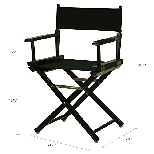 Casual Home Director's Chair ,Black Frame/Black Canvas,18" - Classic Height