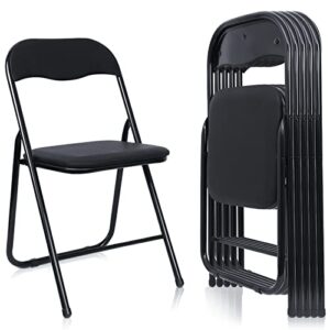 kathfly steel folding chair set foldable chair with padded seat cushioned metal folding chair portable stackable commercial seat for reception meeting room office, 330lbs capacity (black)