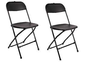 btexpert plastic folding steel frame commercial high capacity event chair lightweight set for office wedding party picnic kitchen dining church school set of 2, black