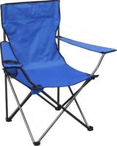quik chair portable folding chair with arm rest cup holder and carrying and storage bag, blue