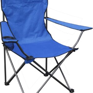 Quik Chair Portable Folding Chair with Arm Rest Cup Holder and Carrying and Storage Bag, Blue