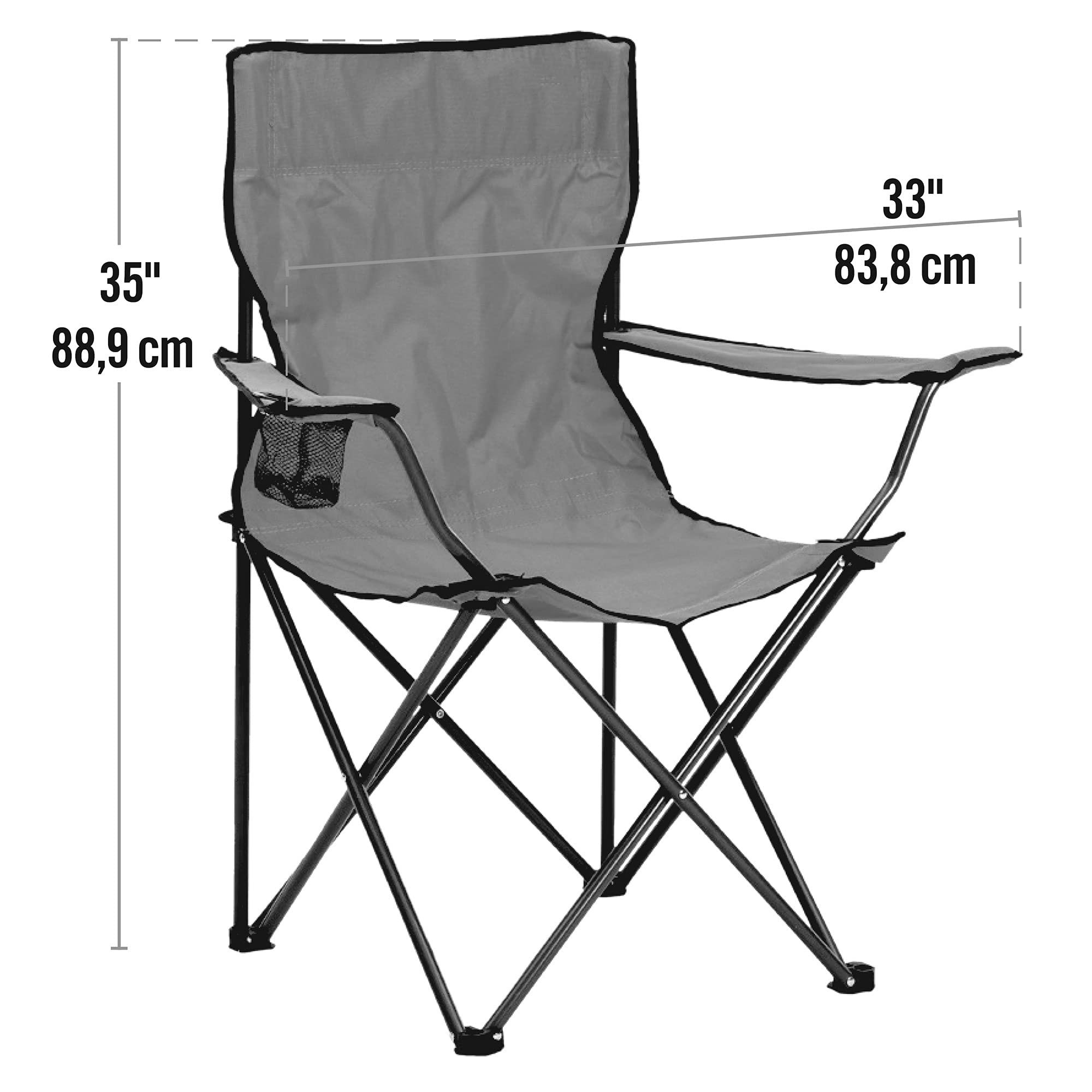 Quik Chair Portable Folding Chair with Arm Rest Cup Holder and Carrying and Storage Bag, Blue