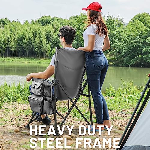 TIMBER RIDGE Oversized Folding Camping Chair High Back Heavy Duty for Adults Support up to 500lbs with Cup Holder, Side Pocket