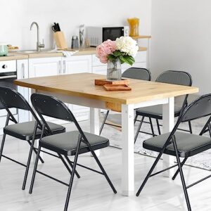 VINGLI Folding Chairs with Padded Seats, Metal Frame with Fabric Seat & Back, Capacity 350 lbs, Gray, Set of 6