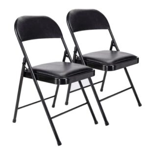 westerly 2 pack black steel vinyl padded metal folding chair portable stackable for home office event