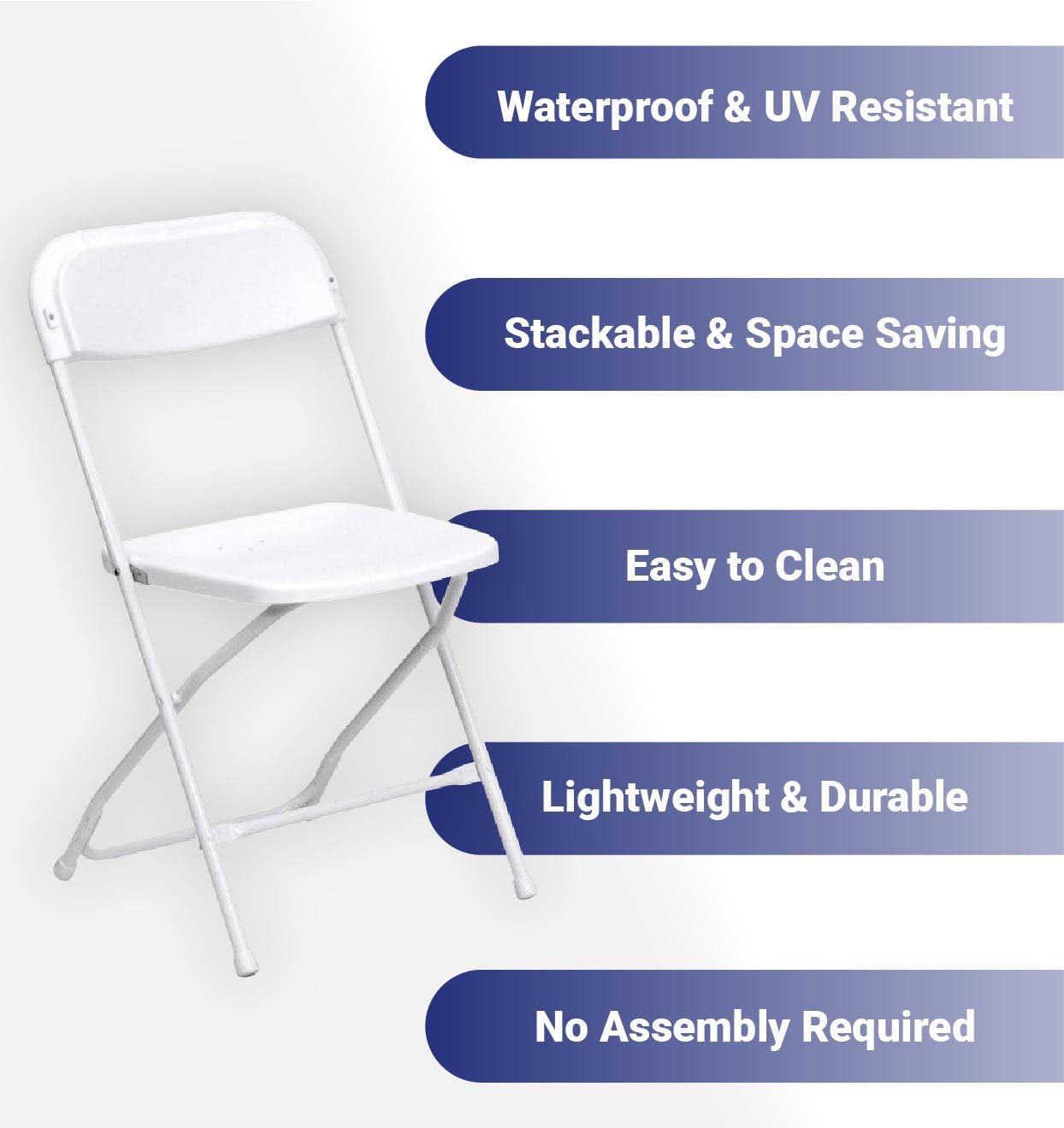 TentandTable Heavy Duty Poly Plastic Stackable Folding Chairs | White | for Event, Banquet, and Wedding| 300-Pound Capacity | 140 Pack