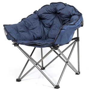 MacSports C932S-130, Blue Padded Cushion Outdoor Folding Lounge Patio Club Chair