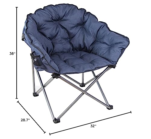 MacSports C932S-130, Blue Padded Cushion Outdoor Folding Lounge Patio Club Chair