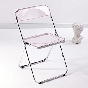 kaihaowin luxury modern transparent folding chair acrylic folding chairs-acrylic ghost stackable crystal seat-pc plastic living room seat-chrome frame accent side chair for outside inside-pink