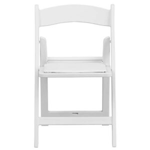 Flash Furniture HERCULES Kids White Resin Folding Chair with White Vinyl Padded Seat