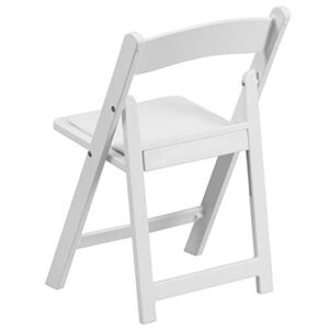 Flash Furniture HERCULES Kids White Resin Folding Chair with White Vinyl Padded Seat