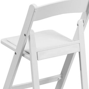 Flash Furniture HERCULES Kids White Resin Folding Chair with White Vinyl Padded Seat