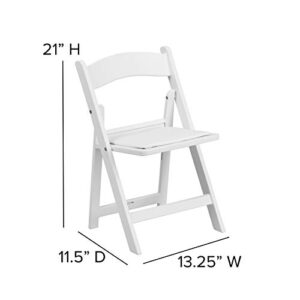 Flash Furniture HERCULES Kids White Resin Folding Chair with White Vinyl Padded Seat