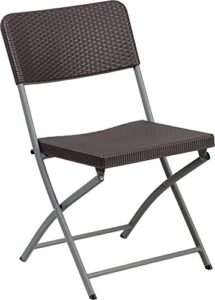 flash furniture hercules series brown plastic rattan folding chair with grey frame