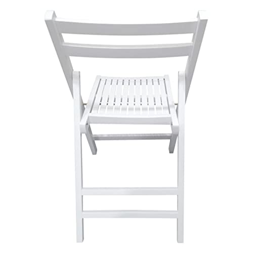 CARBRO Furniture Slatted Wood Folding Special Event Chair - White Set of 4 Folding Chair Foldable Style,White